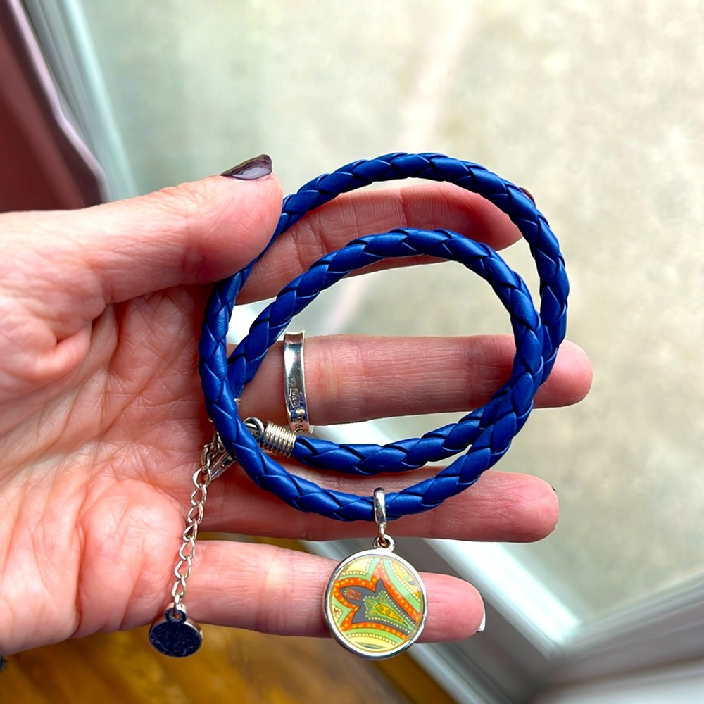 Vera Bradley blue leather braided bracelet